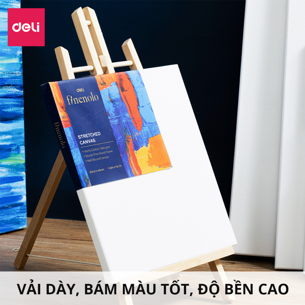 Khung Tranh Vải Canvas Deli Toan Vẽ Tranh - Tặng Kèm Nêm Căng Toan - Màu Nước Gouache Acrylic Sơn Dầu Nhiều Kích Thước