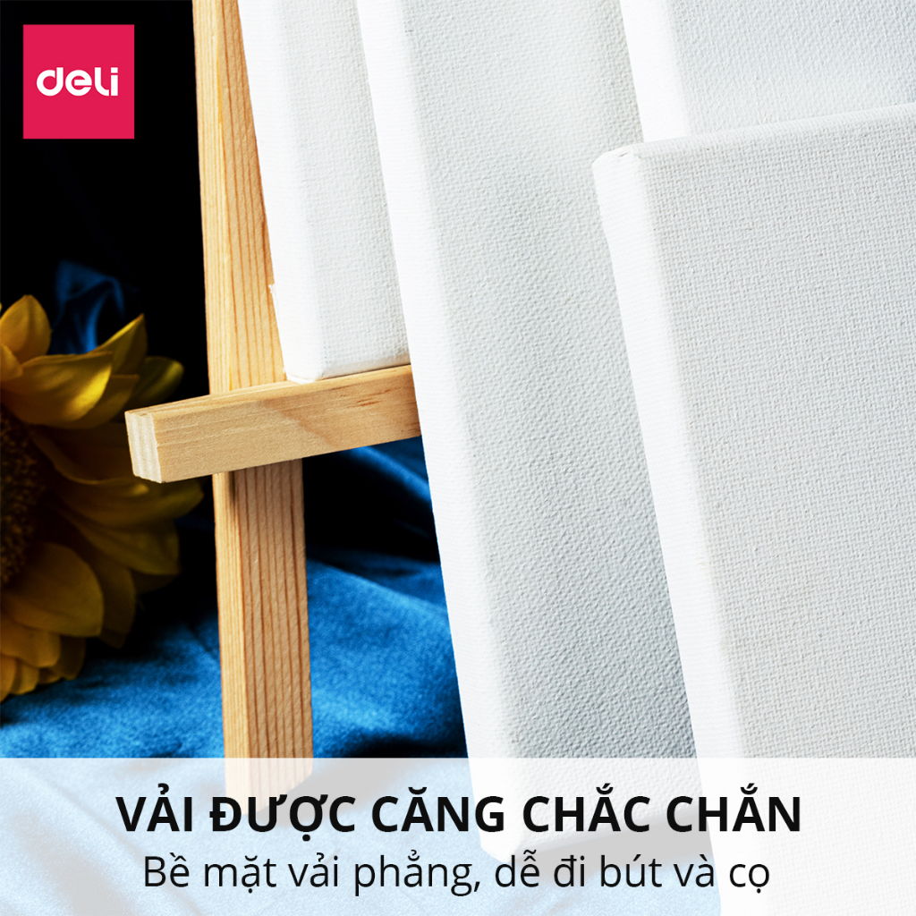 Khung Tranh Vải Canvas Deli Toan Vẽ Tranh - Tặng Kèm Nêm Căng Toan - Màu Nước Gouache Acrylic Sơn Dầu Nhiều Kích Thước