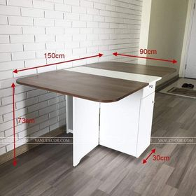 Bàn ăn gấp gọn thông minh VANU DECOR có bánh xe di chuyển tiện lợi  BA090