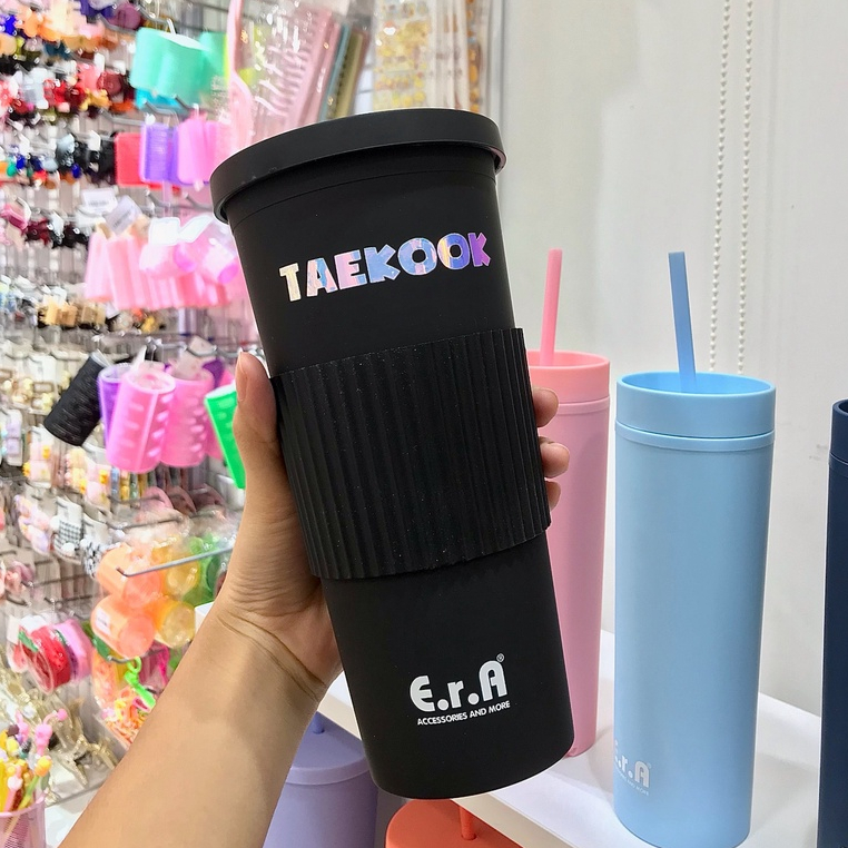 Ly Bình Nước Giữ Nhiệt tặng Custom Tên Trên Bình - ERASHOP 700ML- Nhựa ABS có Kèm Nút Chống Tràn, Ống hút, Cọ Rửa