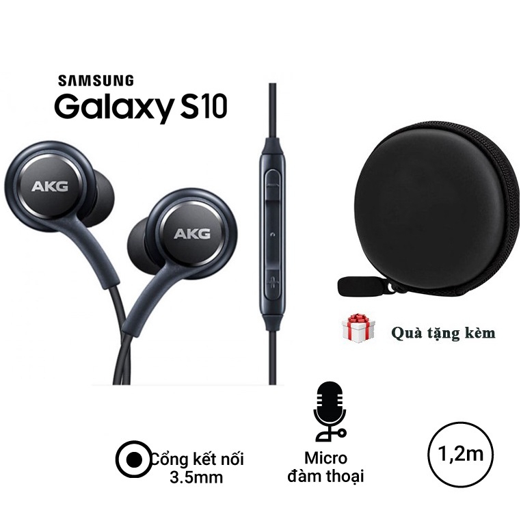 Tai nghe AKG Samsung có mic,dây nghe kèm núm tai silicon, jack cắm 3.5m DYDX tặng kèm hộp đựng tai nghe bảo hành 30 ngày