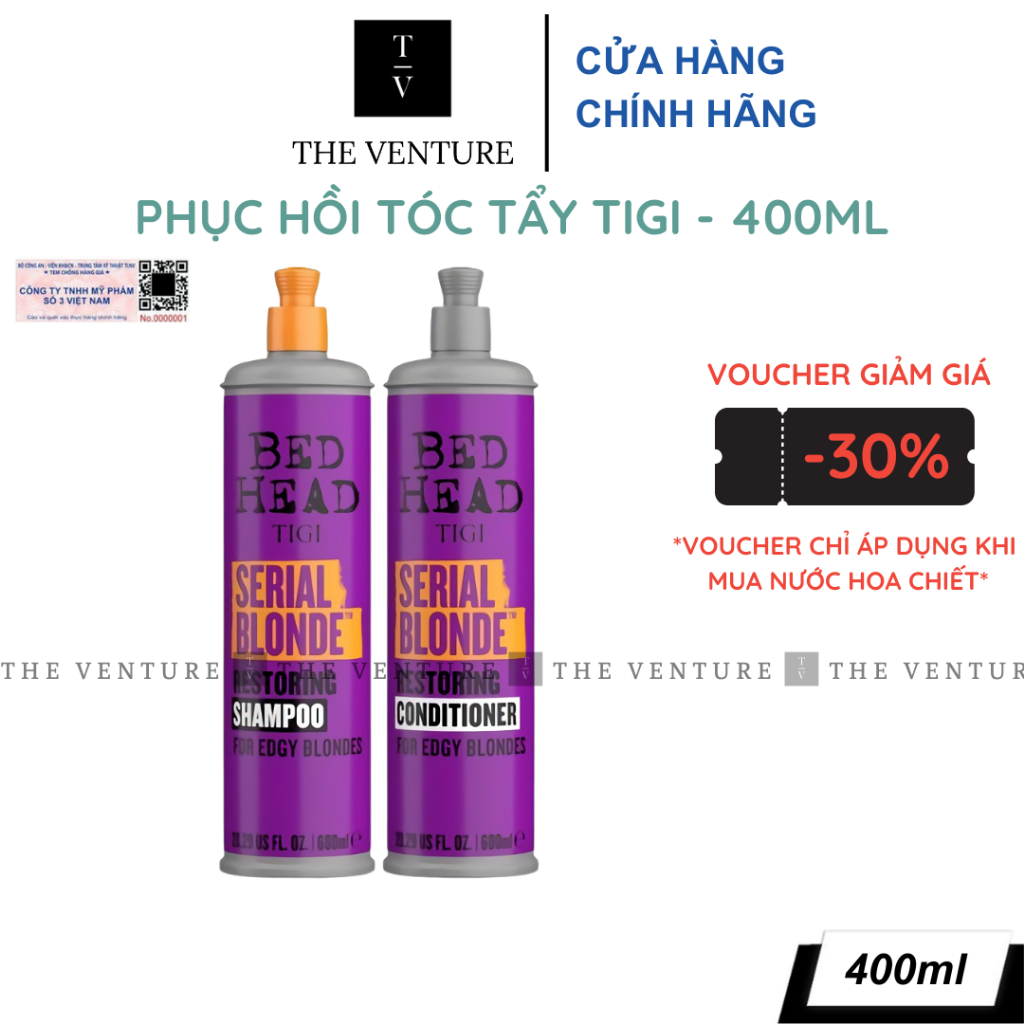 Dầu Gội & Xả Tóc Tẩy Hư Tổn Tigi Bed Head Serial Blonde Chính Hãng - 400ml & 970ml