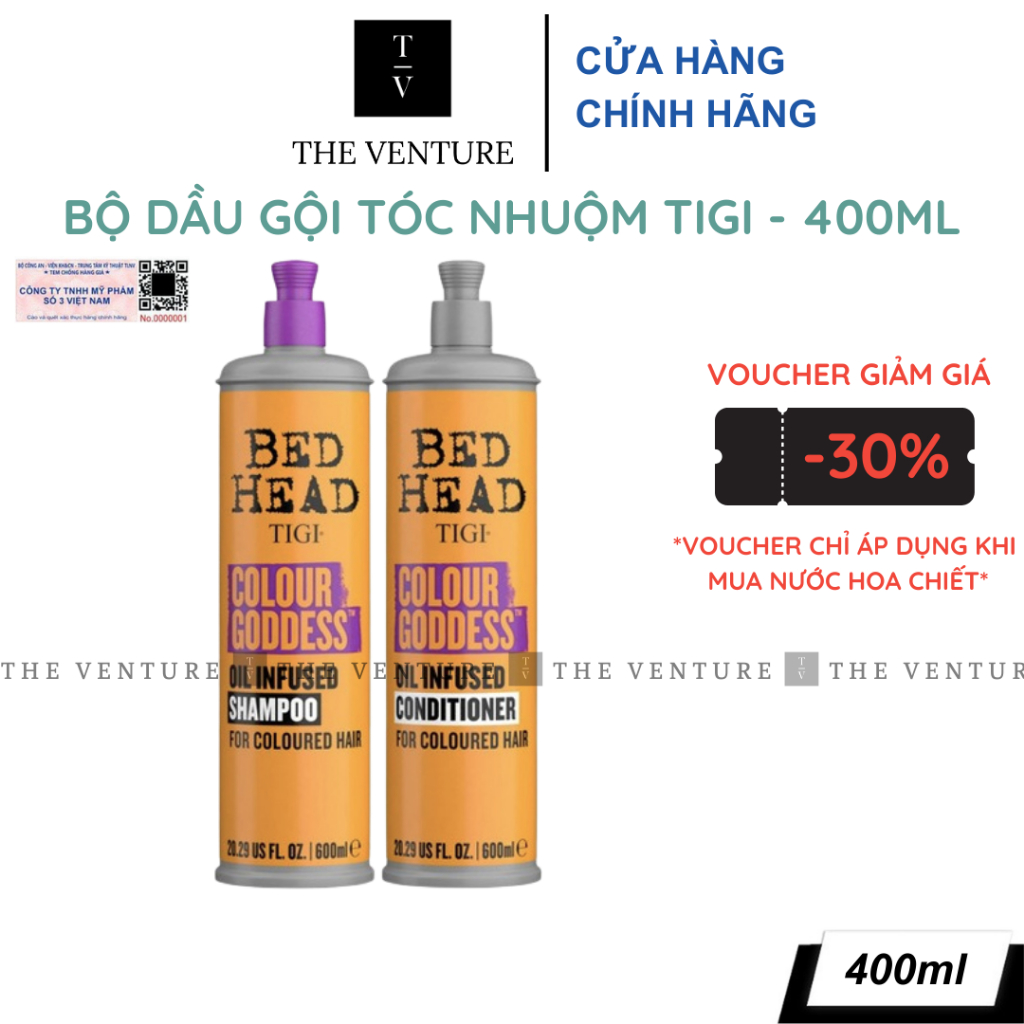 Bộ Dầu Gội & Xả Chăm Sóc Tóc Nhuộm Tigi Bed Head Colour Goddess Chính Hãng - 400ml