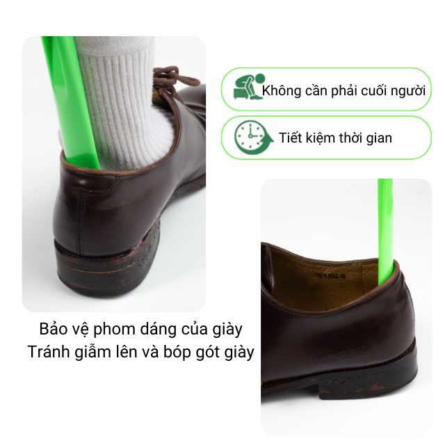 Cây Đón Gót Giày MINSU Shoehorn M2433 Dụng Cụ Hỗ Trợ Mang Xỏ Giày Cán Dài Bằng Nhựa Mica Dành Cho Nam & Nữ