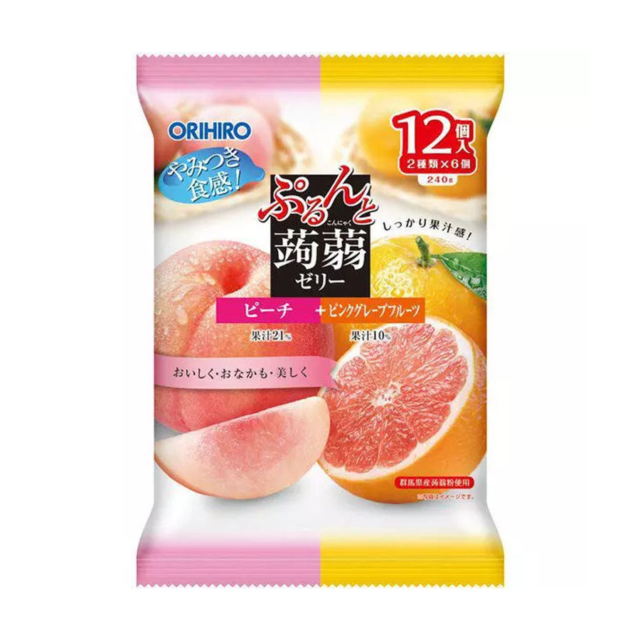 ORIHIRO- Thạch mềm vị đào bưởi hồng 20gx12 chiếc
