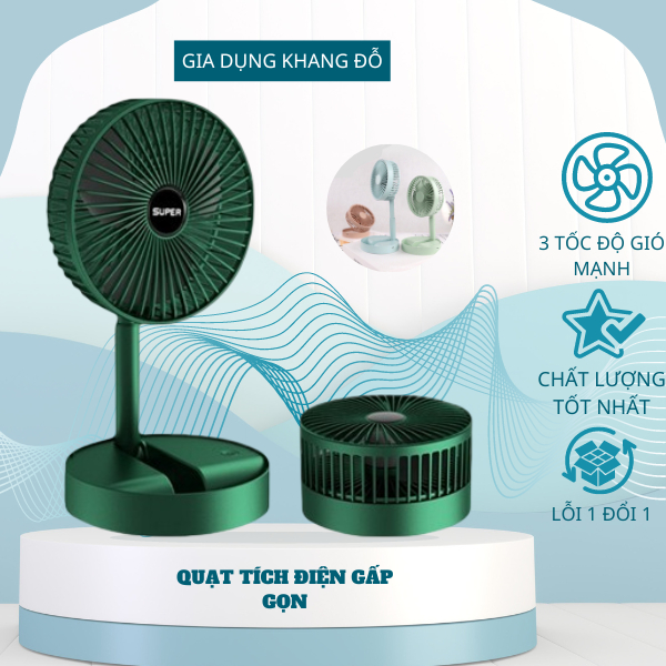 Quạt sạc tích điện gấp gọn tiện dụng cho mùa hè siêu mát dùng lên đến 6-8h