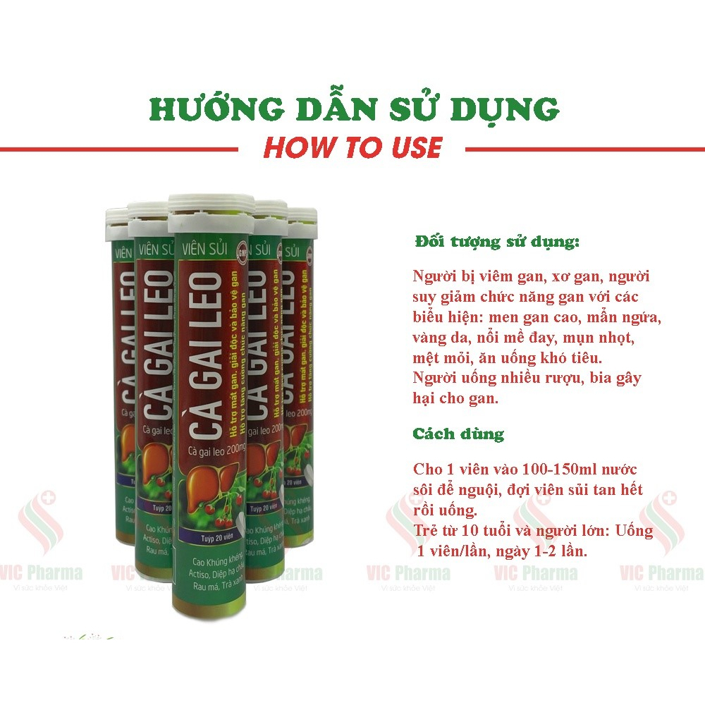 Viên sủi Cà gai leo hỗ trợ thanh nhiệt mát gan, giải độc và bảo vệ gan chính hãng tuýp 20 viên
