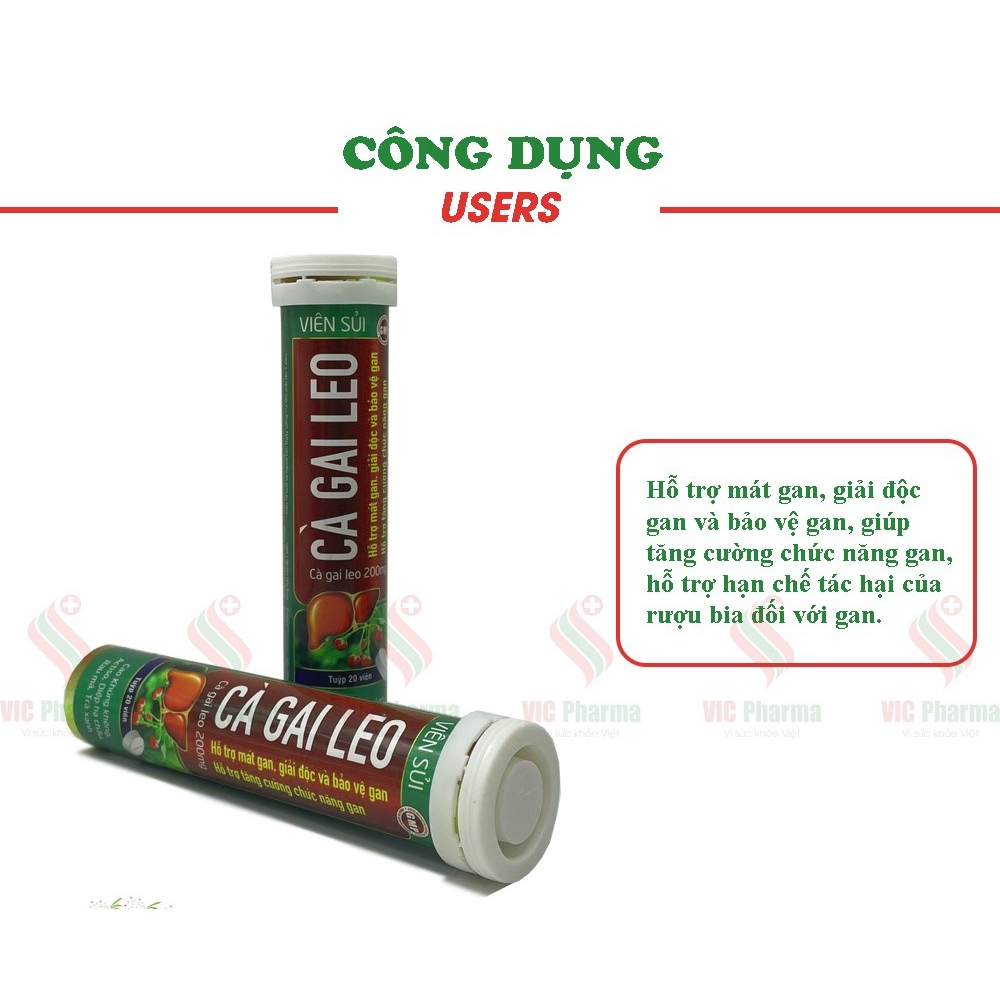 Viên sủi Cà gai leo hỗ trợ thanh nhiệt mát gan, giải độc và bảo vệ gan chính hãng tuýp 20 viên
