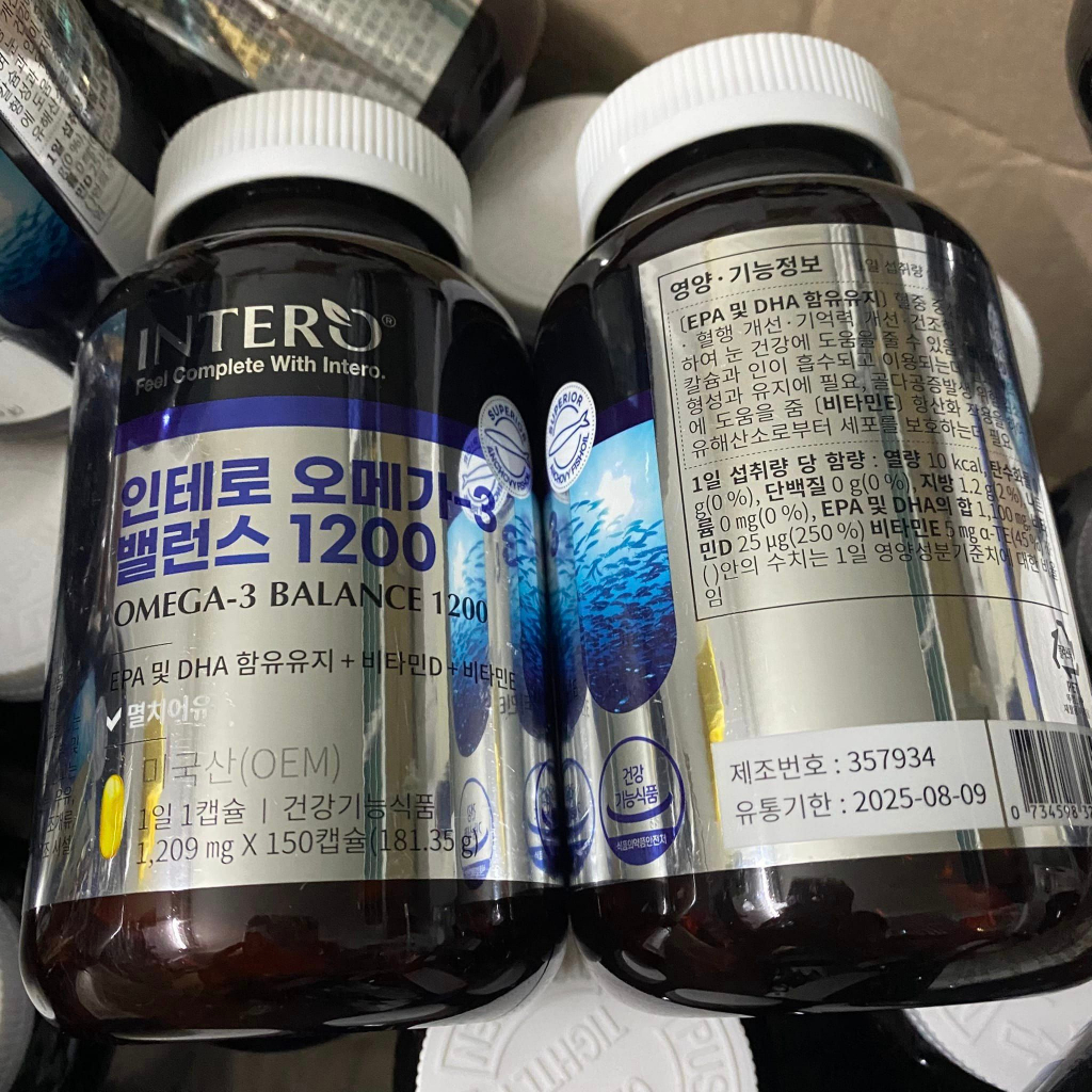 Viên uống Omega 3 Intero Balance 1200 giúp nâng cao sức khỏe, cải thiện trí nhớ, thị lực - hộp 150v mẫu mới