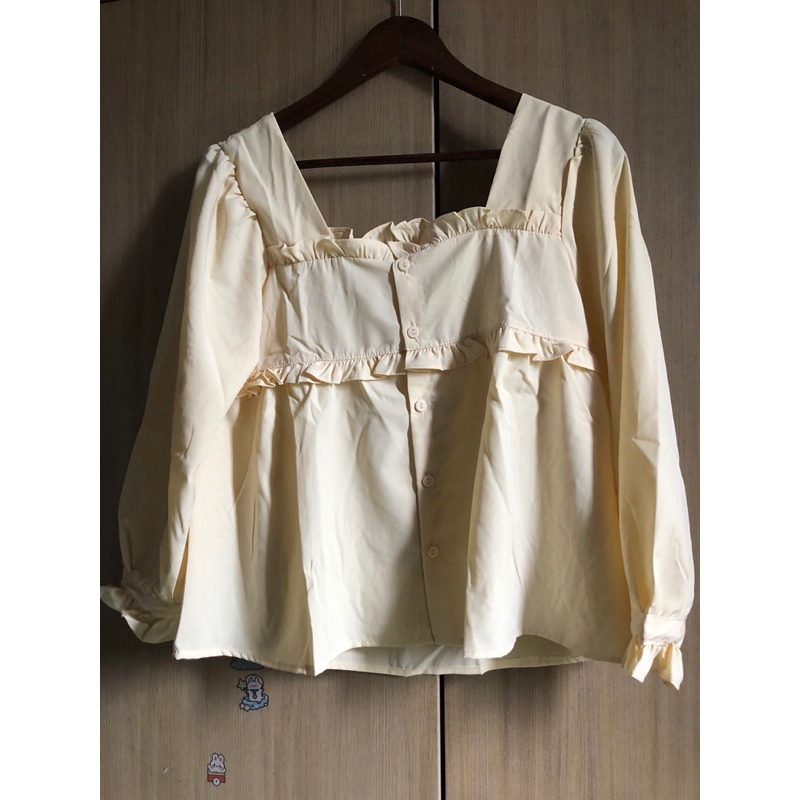 Áo kiểu vàng mơ tay dài