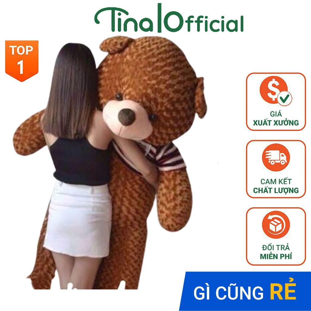 Gấu Bông Teddy To Màu Nâu Size 1m - 1m3 TINA OFFICIAL