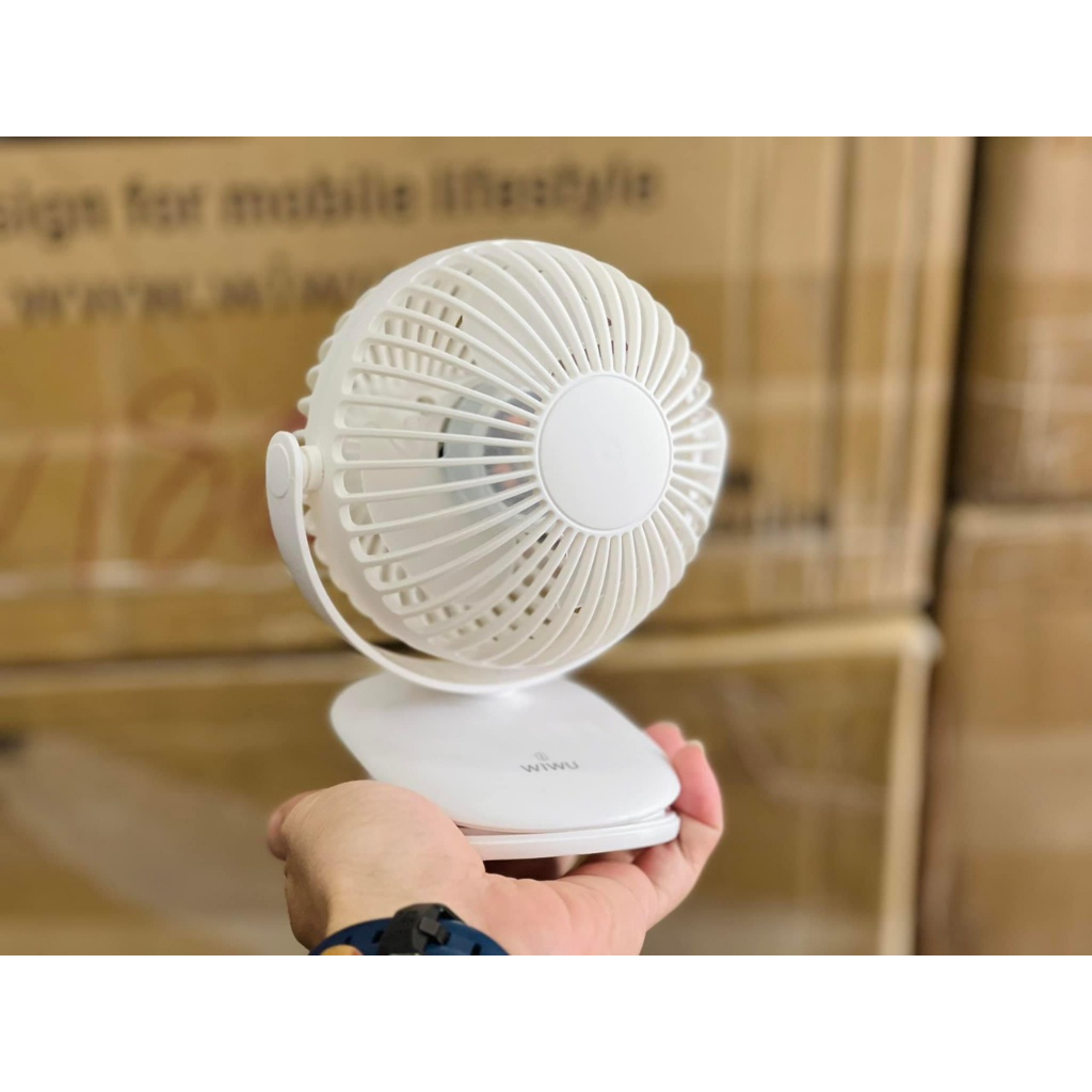 Quạt Wiwu 2in1 Table / Clip Fan FS03 - 3 chế độ gió cực mát . Tích điện xoay 720 độ kẹp để bàn hàng chính Hãng