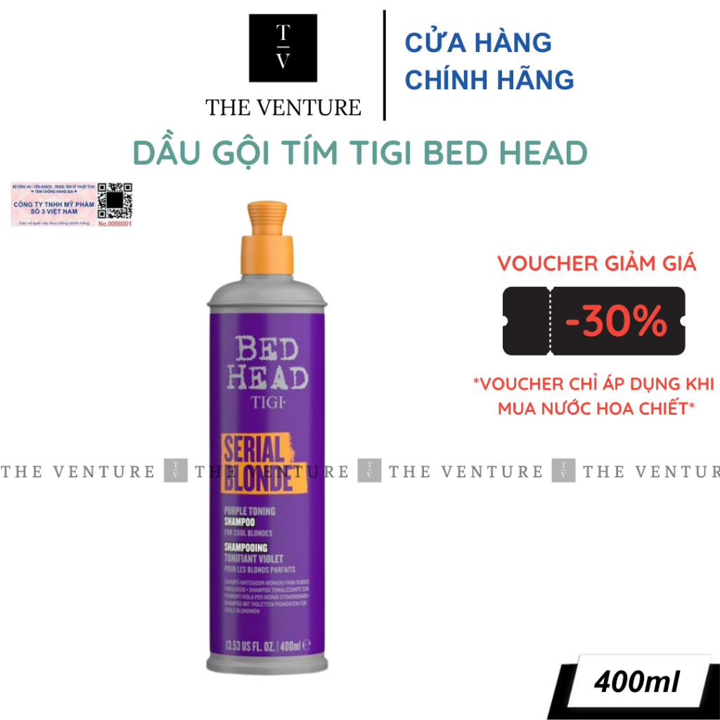 Dầu Gội Tím Khử Vàng Cho Tóc Tẩy Tigi Bed Head Serial Blonde Purple Toning - 400ml