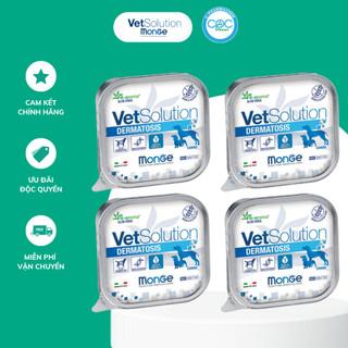 Combo 4 hộp pate Monge Vetsolution Dematosis Pate hỗ trợ viêm da, nấm rụng lông cho Chó Mèo