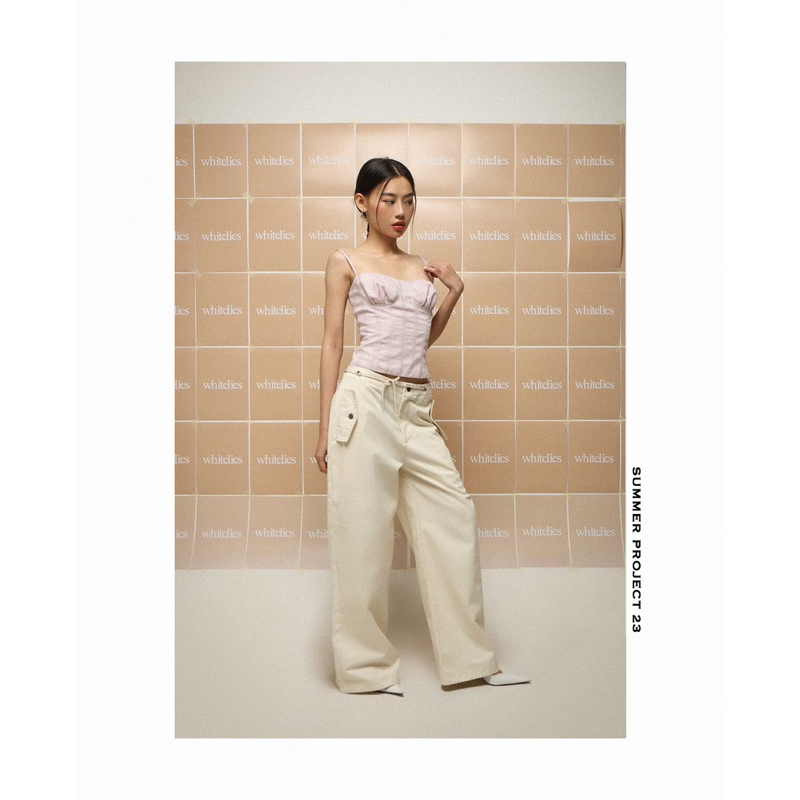 ANYA TOP - Áo dây dáng ôm hoạ tiết sọc xanh/tím - Whitelies Shop