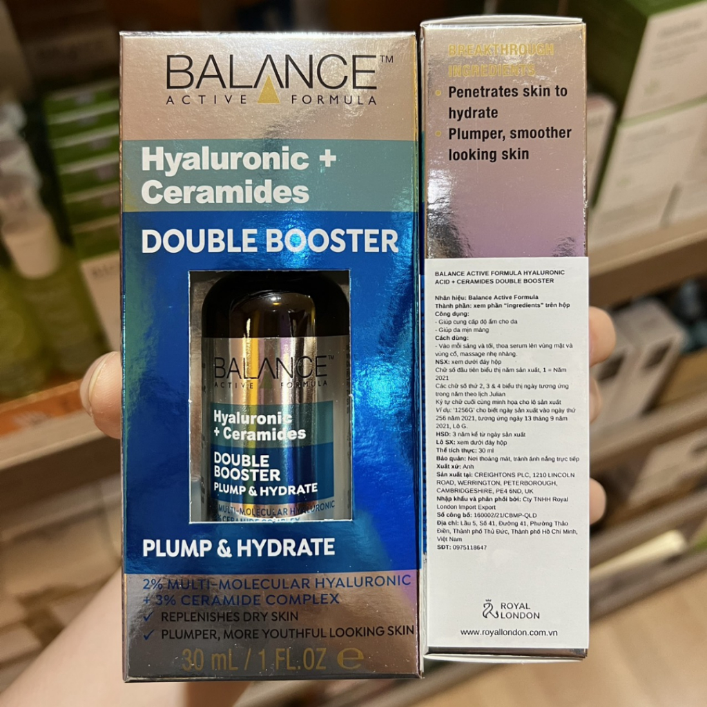 Serum Balance Dưỡng Ẩm - Balance Active Hyaluronic & Ceramides Double Booster 30ml