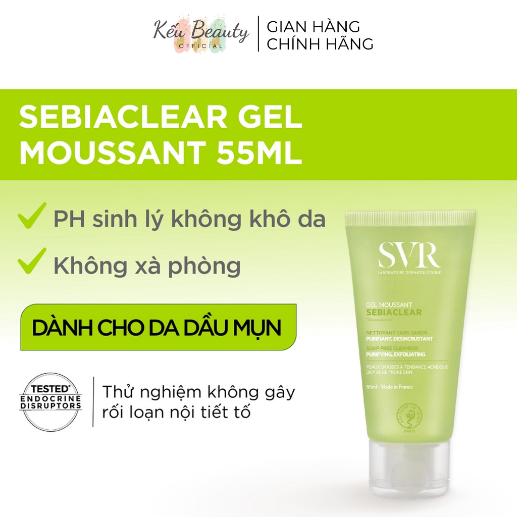 Gel Rửa Mặt SVR Không Chứa Xà Phòng Cho Da Dầu Mụn - SVR Sebiaclear Gel Moussant (55ml/200ml/400ml)