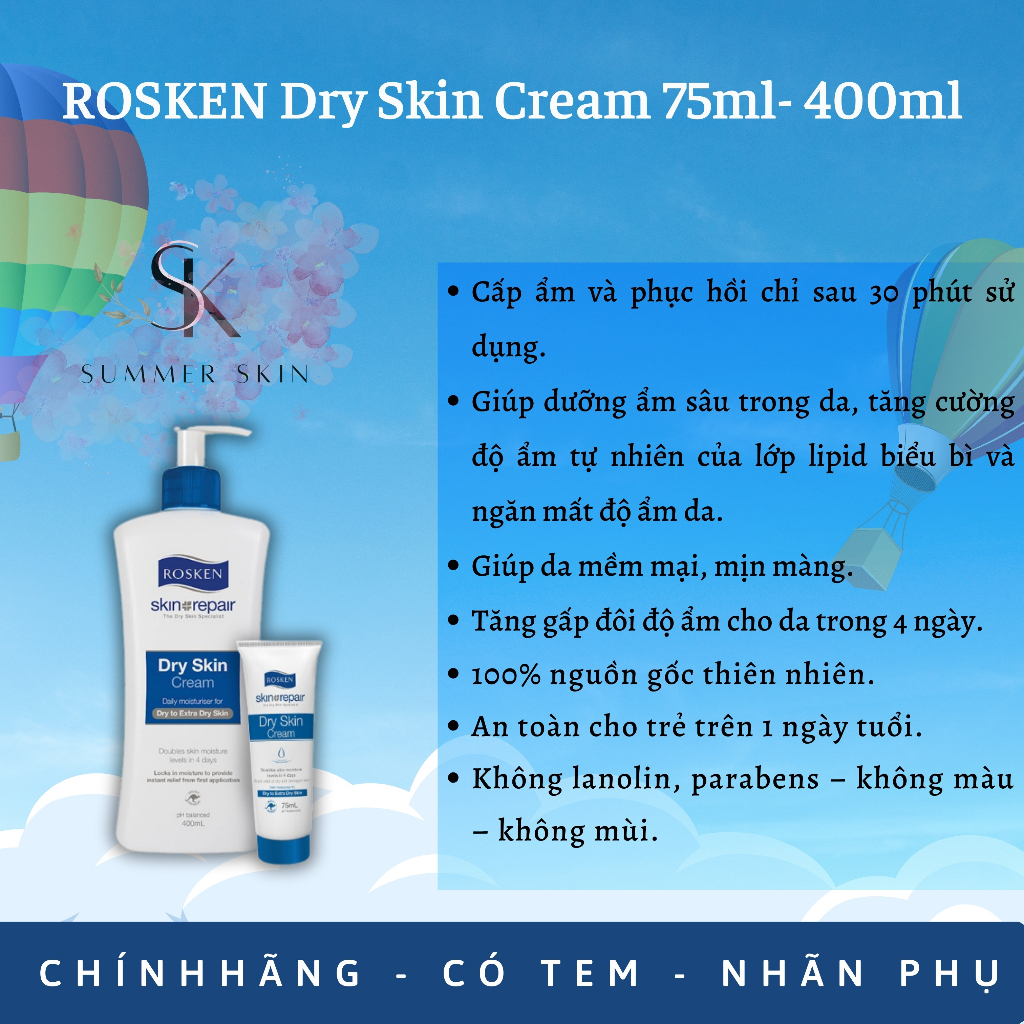 Kem Dưỡng Chăm Sóc Da Khô Rosken Dry Skin Cream (Dry to Extra Dry Skin) 75ml