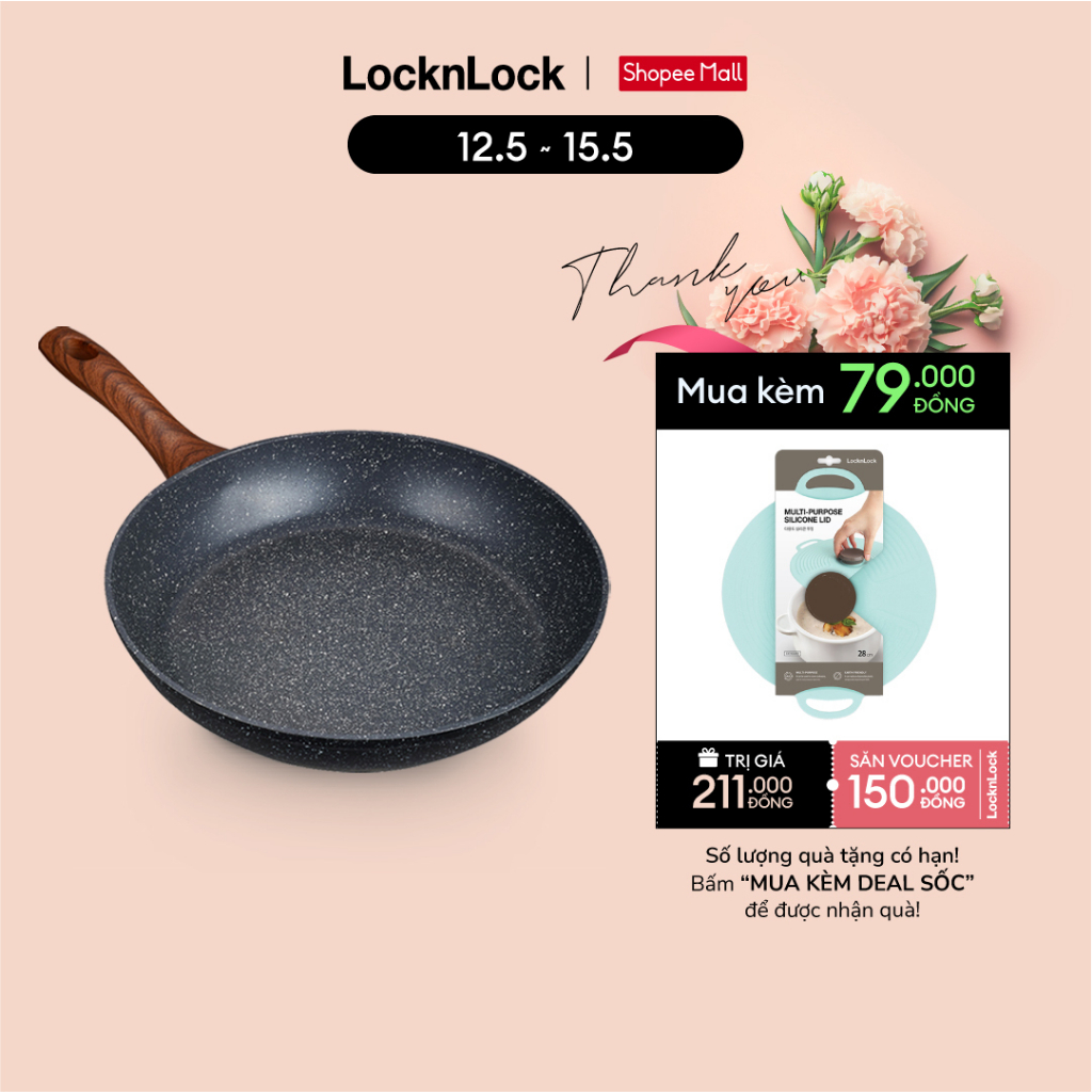 Chảo nhôm chống dính Lock&Lock BAUM Marble 28cm, 1 tay cầm - LBU1283C