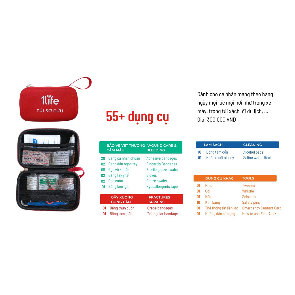 Combo 2 Túi Sơ Cứu Hàng Ngày 1Life - Daily First Aid Kit