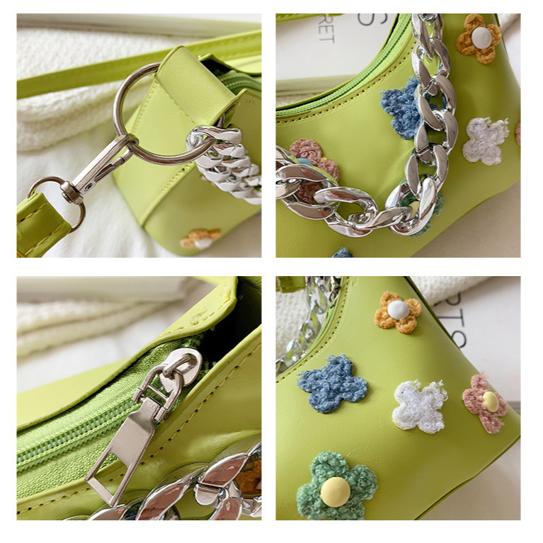 Túi Kẹp Nách 2023 Họa Tiết Hoa Phối Dây Xích Thời Trang Mùa Hè Dành Cho Nữ Túi nhỏ xách tay đeo mới kiểu dáng phương Tây