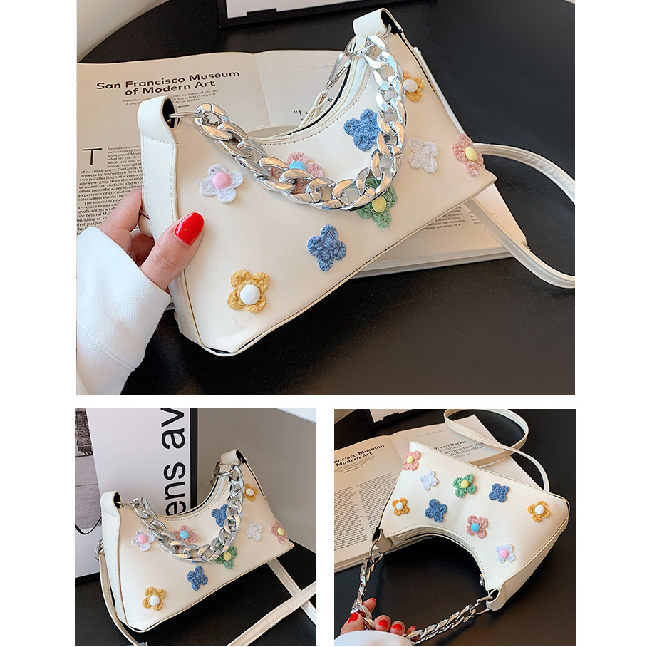 Túi Kẹp Nách 2023 Họa Tiết Hoa Phối Dây Xích Thời Trang Mùa Hè Dành Cho Nữ Túi nhỏ xách tay đeo mới kiểu dáng phương Tây