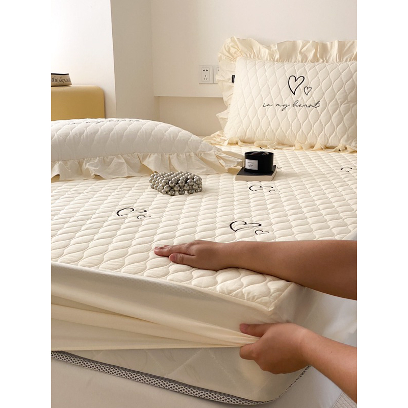 Set ga gối quilting IGUN BEDDING viền bèo sang chảnh chất cotton mềm mịn mát lạnh cho mùa hè