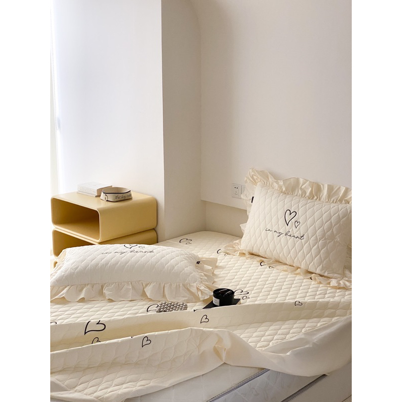 Set ga gối quilting IGUN BEDDING viền bèo sang chảnh chất cotton mềm mịn mát lạnh cho mùa hè