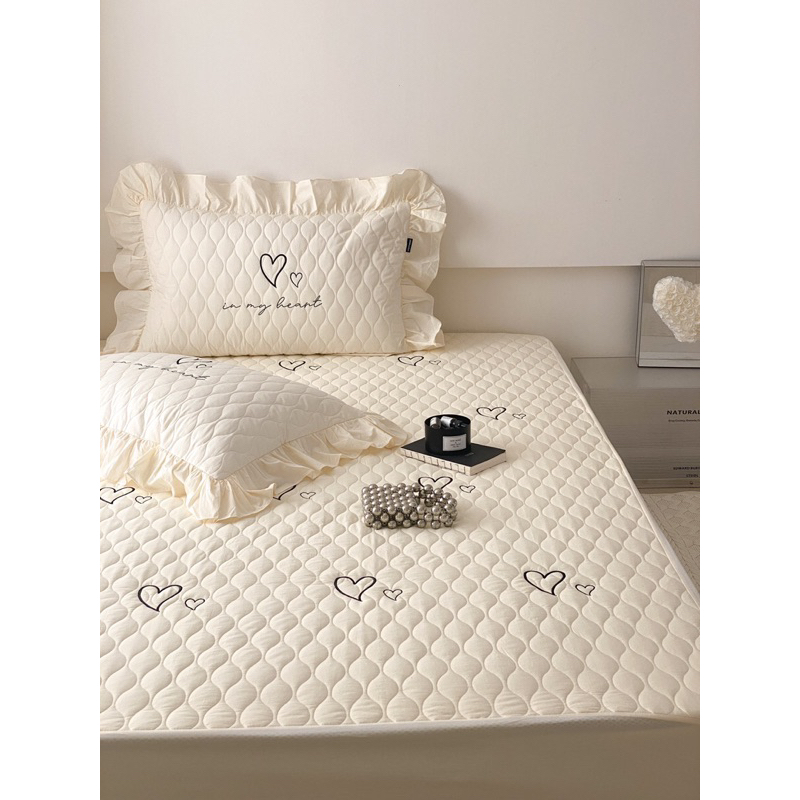 Set ga gối quilting IGUN BEDDING viền bèo sang chảnh chất cotton mềm mịn mát lạnh cho mùa hè