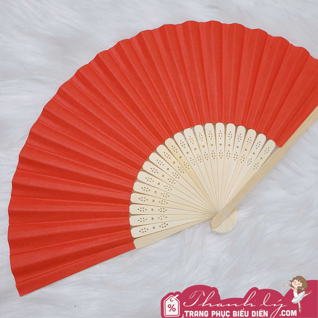 Quạt giấy trang trí, quạt trơn đủ màu size 20cm