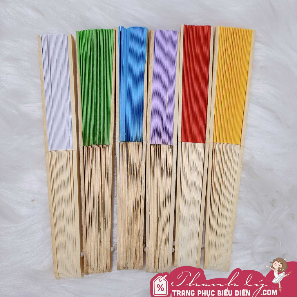 Quạt giấy trang trí, quạt trơn đủ màu size 20cm