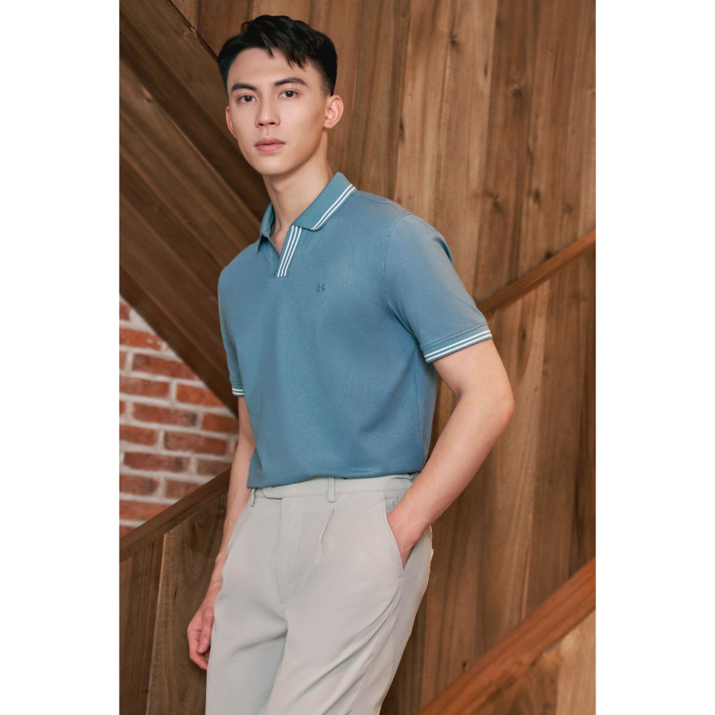 Áo polo nam Biluxury 7APCT037XAH form slimfit ôm vừa tôn dáng phối họa tiết viền 3 sọc trẻ trung năng động