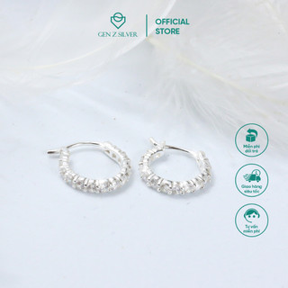 Khuyên tai/ bông tai tròn 1 hàng đá gen z silver bạc 925 btz5701