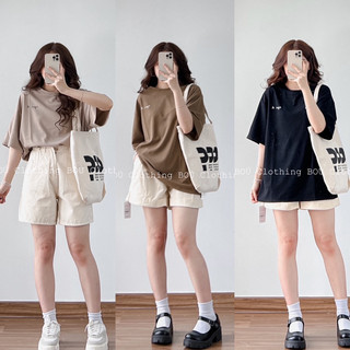 Áo thun tổ ong thêu chữ AGAIN đơn giản, năng động BOÚ Clothing (ảnh thật)