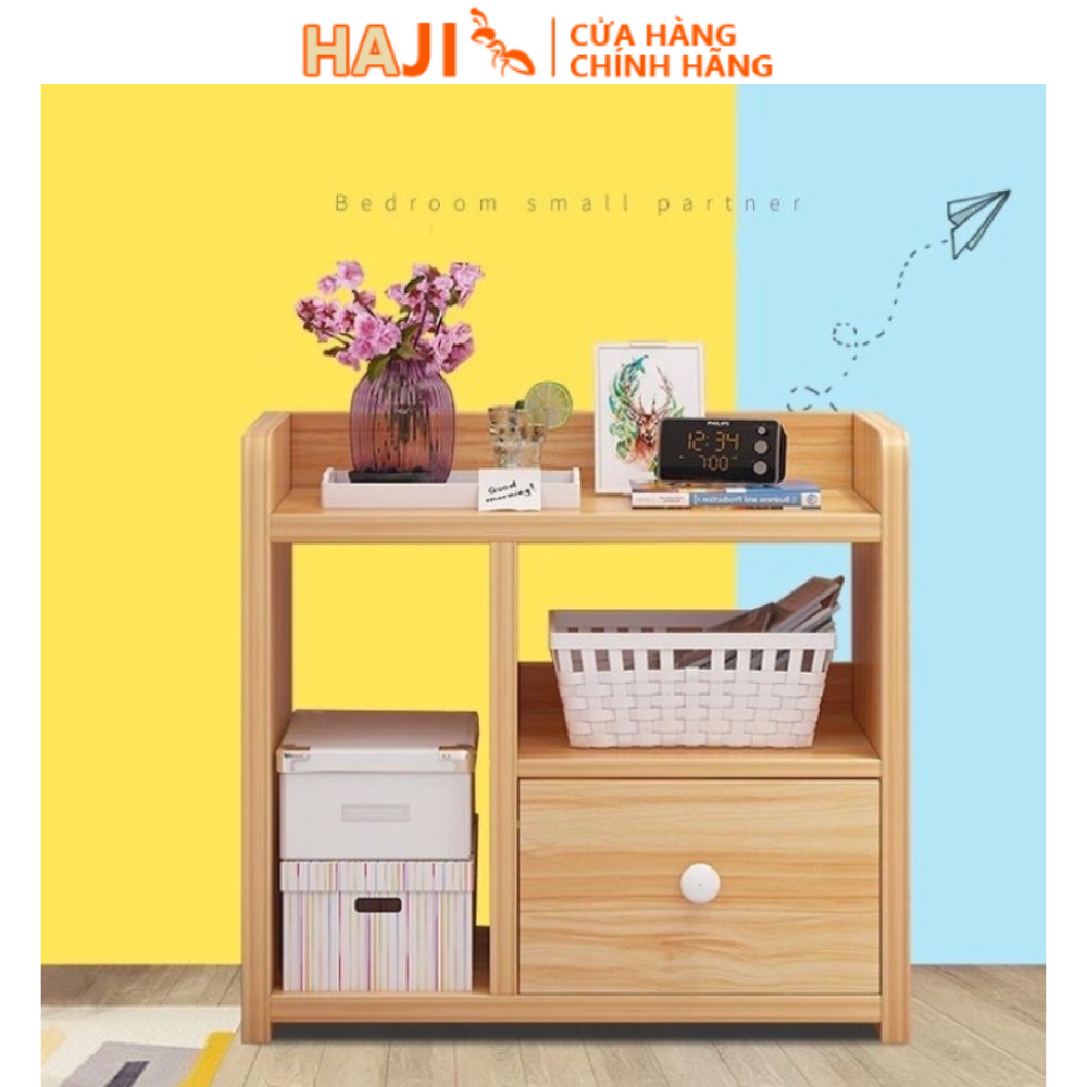 Kệ gỗ đầu giường hiện đại kết hợp ngăn kéo tiện lợi phủ melamine chống ẩm cao cấp thương hiệu HAJI