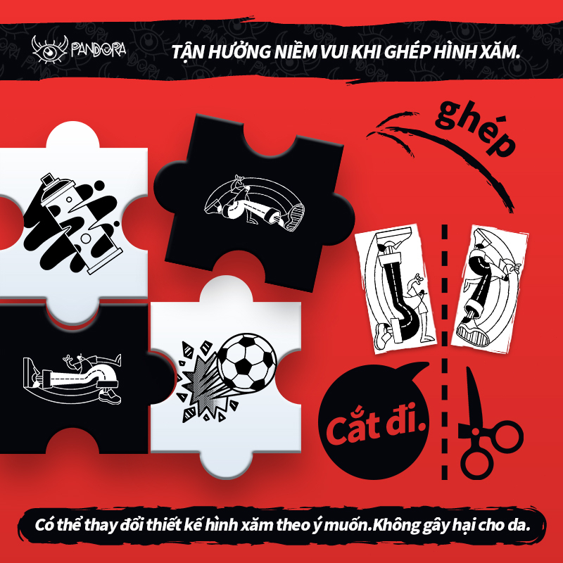 Hình Xăm Dán Trào lưu​ Tay Mini Tạm Thời 15 Ngày Chống Nước Street Theme cho nam Nữ SE Series 【Pandora Magic Tattoo】
