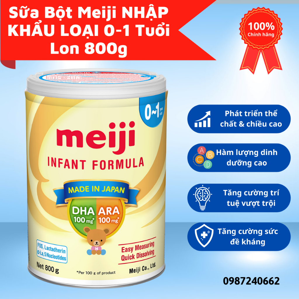 Sữa bột Meiji NHẬP KHẨU Lon 800g LOẠI 0-1 tuổi INFANT FORMULA