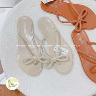 Dr49 bely. shoes_dép kẹp hãng minihelisha, dép kẹp đúc nhựa dẻo phối nơ, hàng qccc