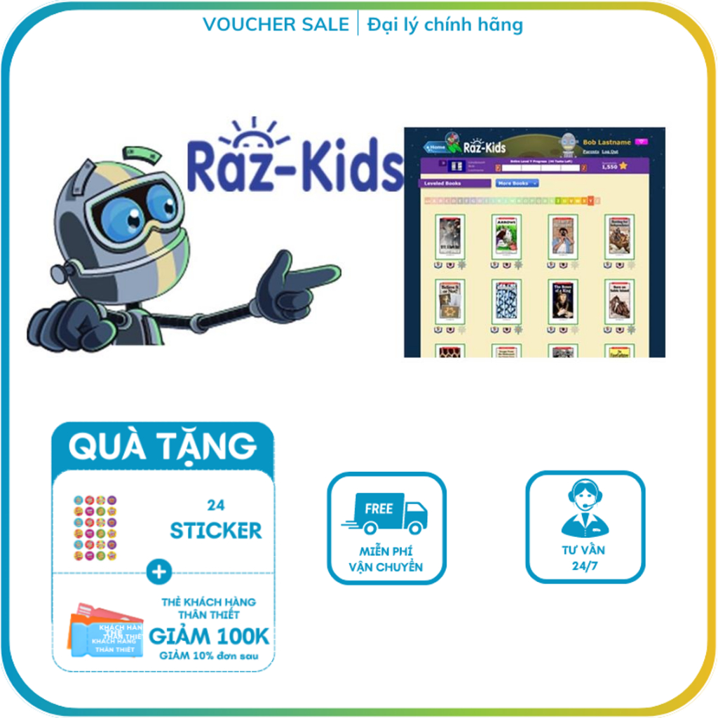 Mã học ứng dụng Raz kids Tiêng Anh cho bé - Evoucher [Toàn quốc] Razkids