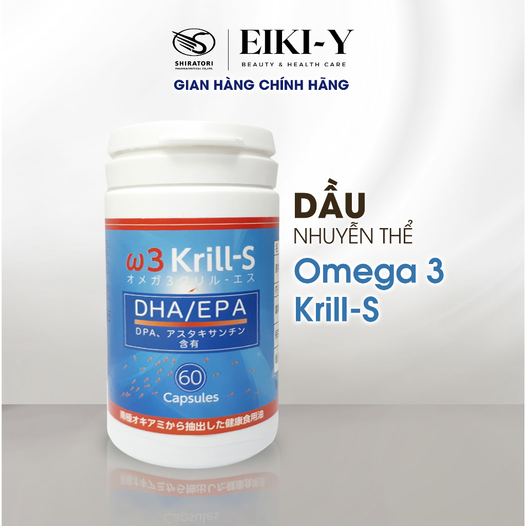 Dầu Nhuyễn Thể Omega 3 Krill-S SHIRATORI - Bổ não, giảm cholesterol, giảm đau xương khớp - 60 viên