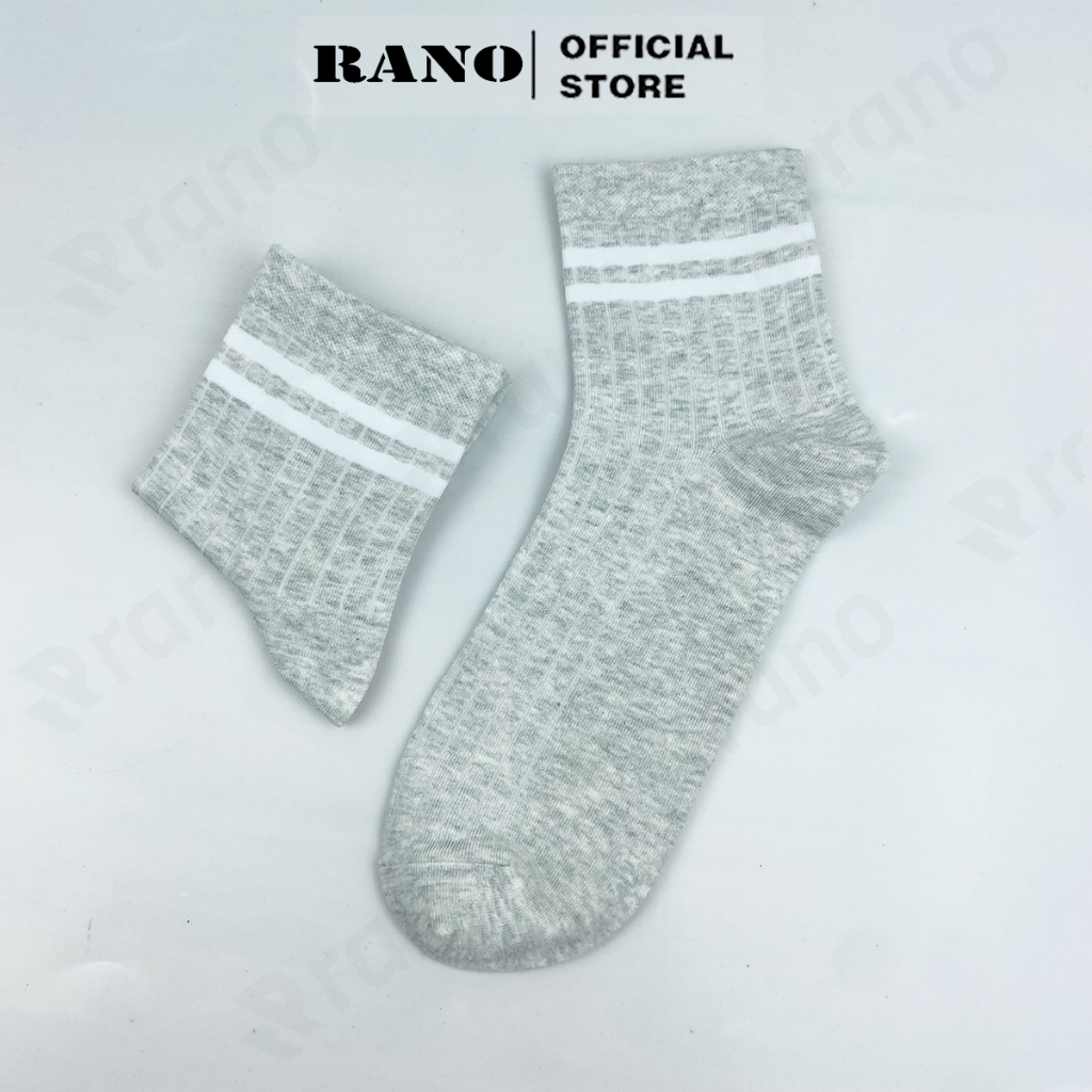 Tất vớ nam nữ kẻ 2 sọc ngang cổ trung cao nhiều màu hàn quốc cotton trắng đen xanh vàng xám TAT_2SOC