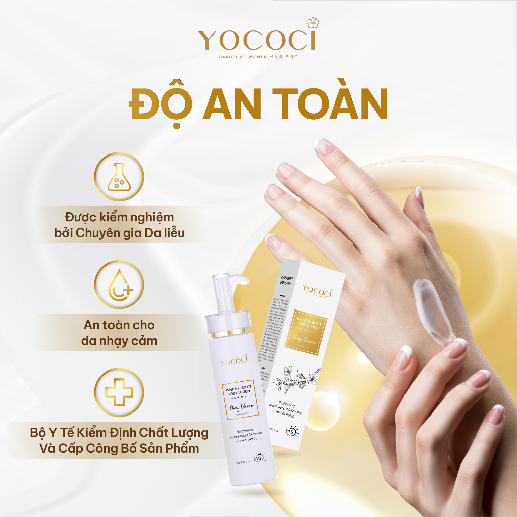 Kem Dưỡng Trắng Da Body YOCOCI Dưỡng Ẩm, Chống Nắng, Nâng Tone White Perfect Body Lotion 150g