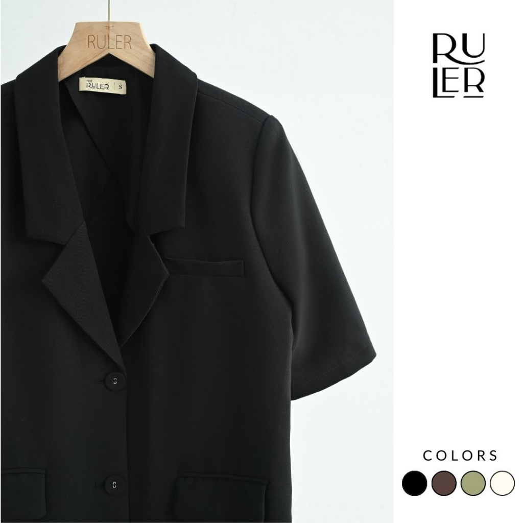 Áo khoác blazer cộc tay chất vải chéo Hàn THE RULER