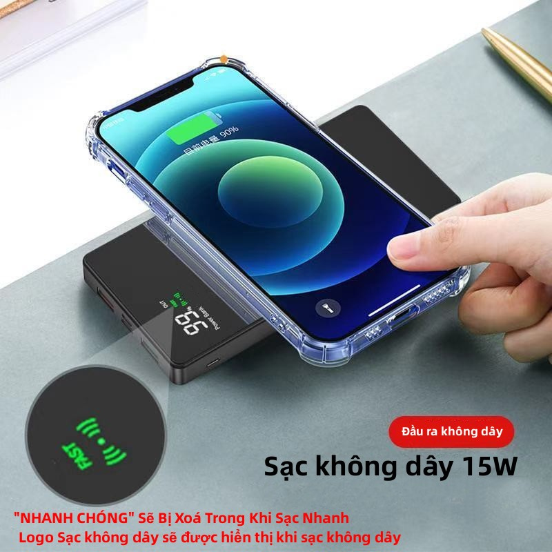 Sạc dự phòng không dây 22,5W 100000mAh Sạc siêu nhanh PD18W 22,5W Vẻ ngoài mát mẻ Di động khi đi du lịch