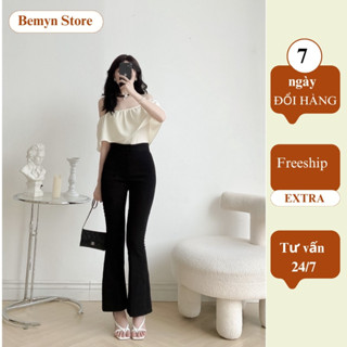 Quần ống loe cạp cao, quần tây ống loe dáng dài lưng cao vải tuyết mưa đi học đi làm Bemyn Store