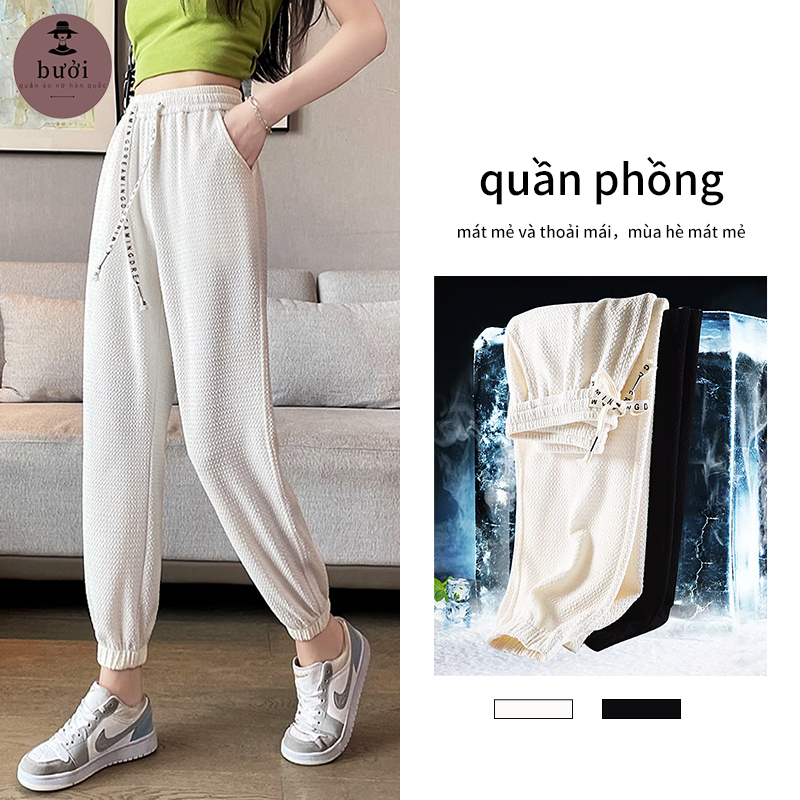 quần dài nữ quần jogger nữ bigsize 2 Màu quần dài cạp cao Ulzzang ống rộng dáng suông phong cách Hàn Quốc