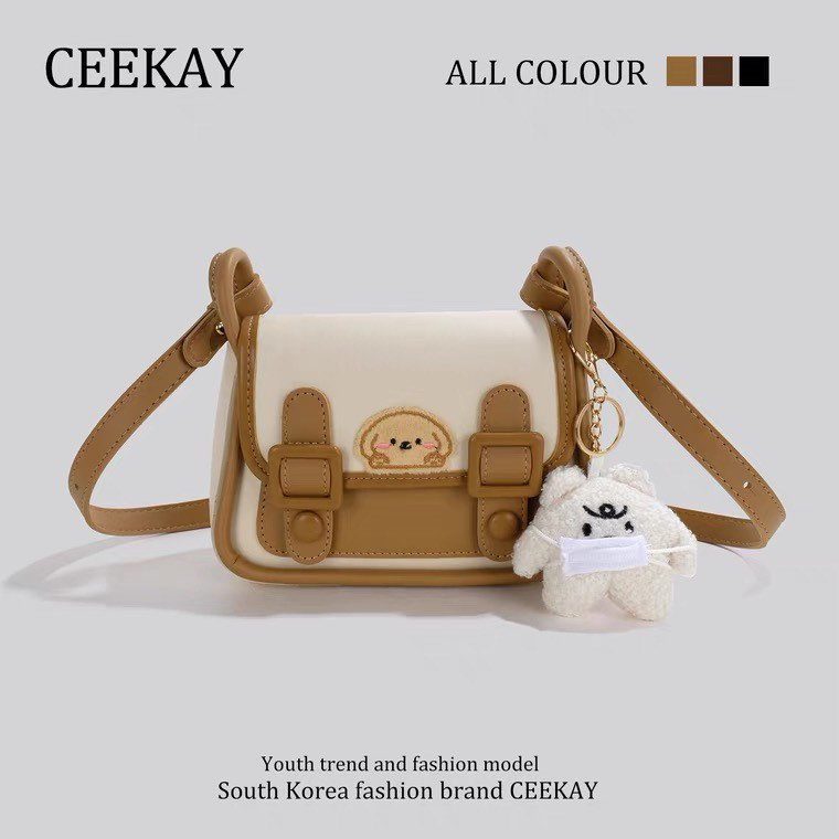 💋Có Sẵn💋 Túi xách nữ CEEKAY (đủ Hộp vs Túi), da trơn hình gấu dễ thương, cá tính, phong cách Hàn, đeo vai, đeo chéo