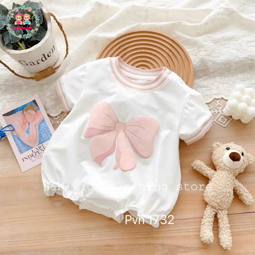 Bodysuit Cho Bé, Bodysuit Cho Bé Gái Chất Liệu Cotton Mềm Mịn Thoáng Mát Cùng Hoạ Tiết Nơ Xinh Xắn