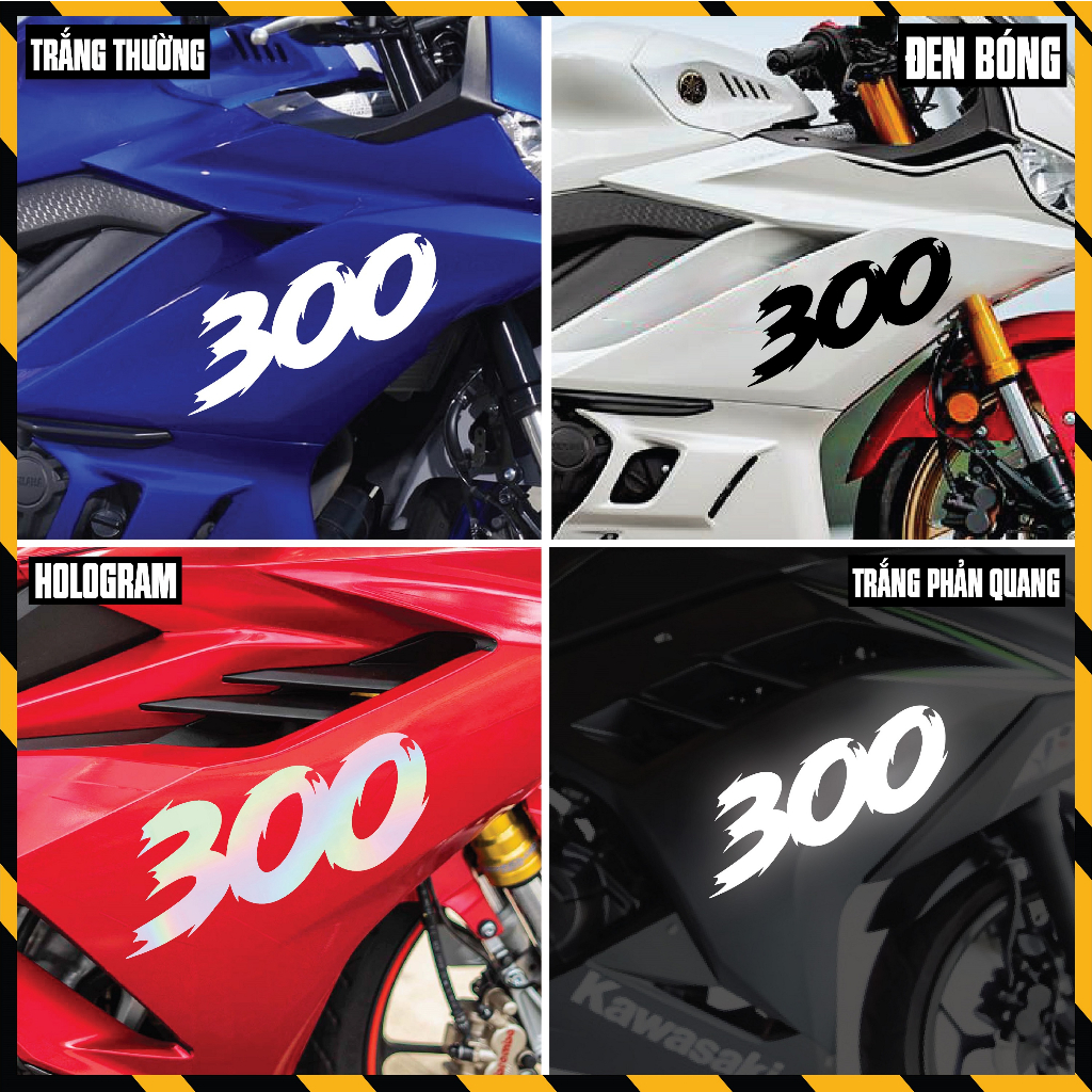 [1 Chiếc] Team Dán Xe Máy Phản Quang | DVT-300 | Tem Decal Sticker Hình Dán Hologram 7 Màu SH 300i Ninja Kawwasaki 300