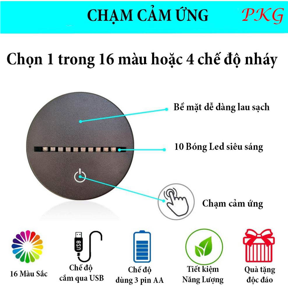 Đèn Ngủ Led 3D Hình KHỦNG LONG BẠO CHÚA T-REX Quà Tặng Trang Trí cảm ứng có Điều khiển từ xa nháy sáng 16 màu